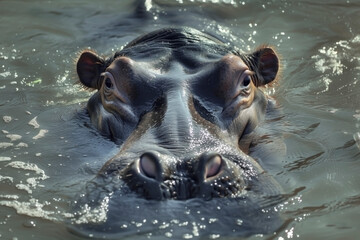 HIPPOPOTAMUS IN THE WATER.