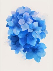 Blue Hydrangea Flowers Illustration Generative AI