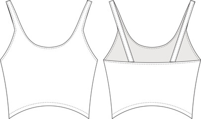 shoulder straps strappy u neck scoop neck sleeveless template technical drawing flat sketch cad mockup fashion woman design style model
