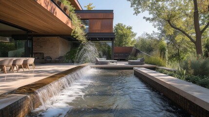 Modern outdoor home water feature fountain waterfall