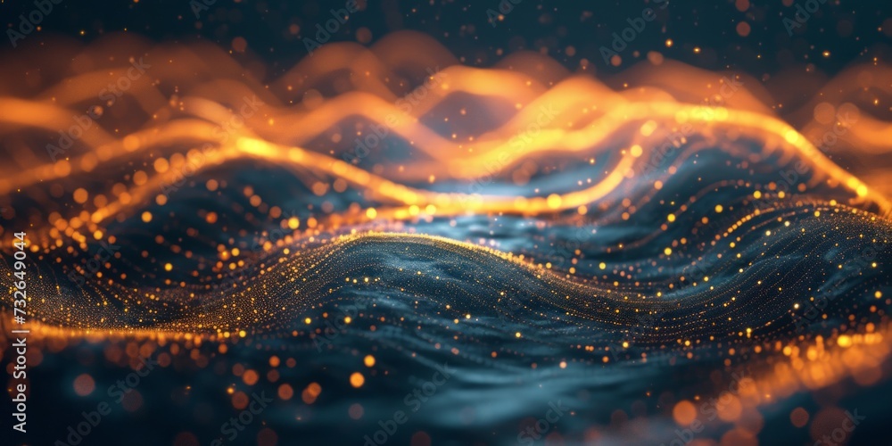 Poster abstract surface with wavy lights generative ai