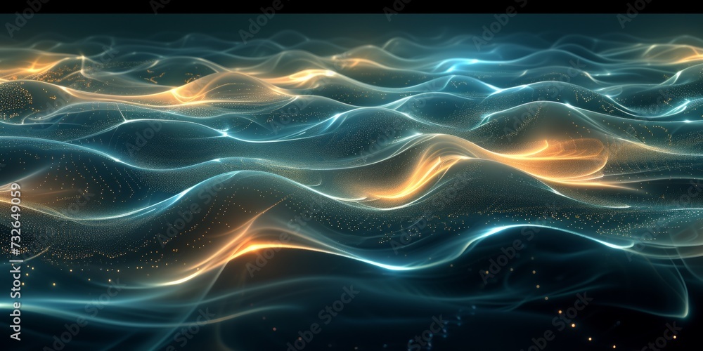 Poster abstract surface with wavy lights generative ai