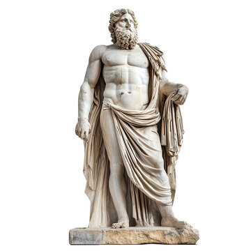 Zeus ancient marble Greek sculpture on white or transparent background