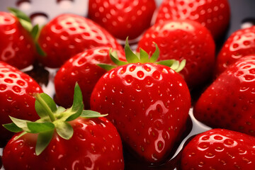 strawberries on a background with water drops - Ai Generated
