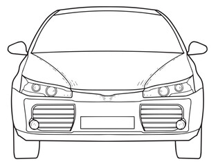 Obraz premium Car with line art and outline model front view
