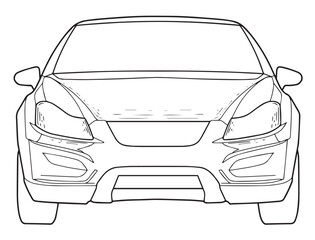 Obraz premium Car with line art and outline model front view