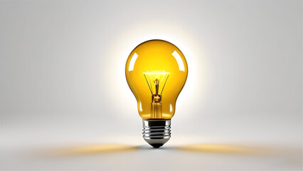 yellow light bulb on a studio background. idea sign.