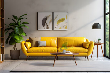 Elegant Classic Sofa Adorning the Living Room Interior, Timeless Classic Sofa Enhancing the Living Room Interior - Ai Generated