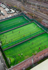 Obraz premium Football pitch aerial view from high above