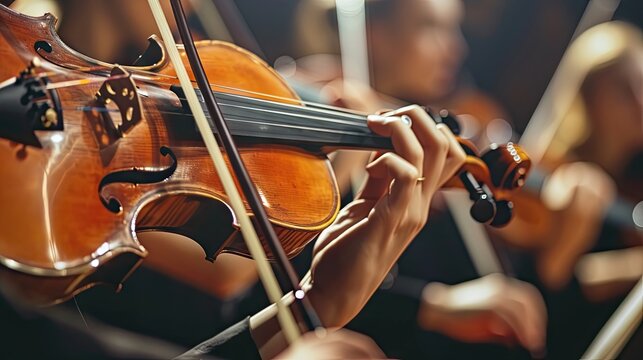 Musical brilliance: Violinist spotlight against a dark background