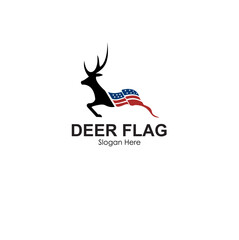 deer flag logo design concept