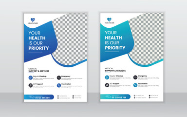 Corporate healthcare and medical flyer  layout template,
