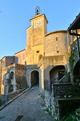 Fototapeta na wymiar A narrow street in Riardo, a medieval village in Campania, Italy.
