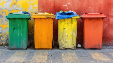 Diverse disposal: Bins full of various waste types.