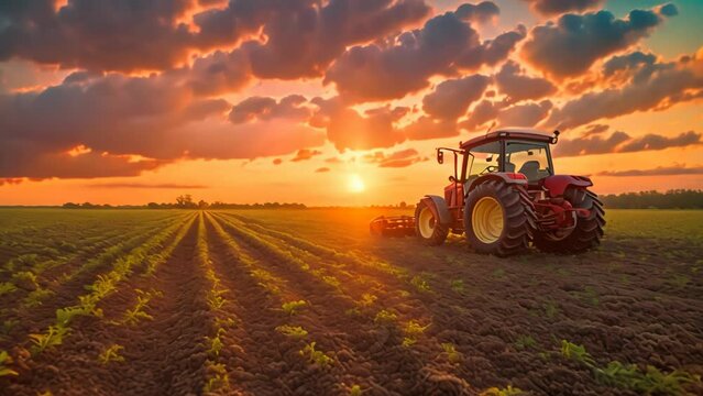Rural Workhorse: Agriculture Tractor in Action. Generative ai