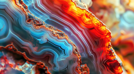 Abstract colorful background, agate texture close-up, detailed multicolored texture of natural marble stone. - obrazy, fototapety, plakaty