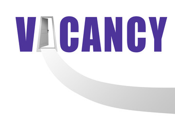 Vacancy concept with road leading to open door