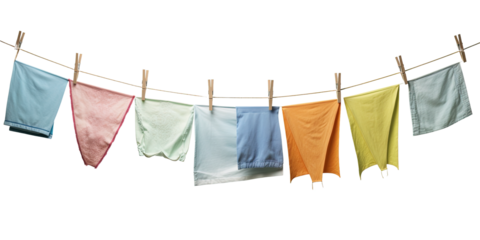 Clothesline on white or transparent background