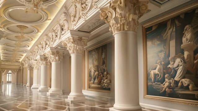 Ethereal Elegance: Roman Pillar in Baroque Splendor. Generative ai