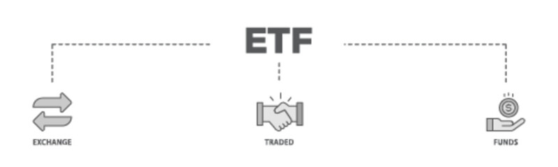 ETF banner web icon illustration concept with icon of money, cash flow, trading, transaction, bank, accounting, and growth icon live stroke and easy to edit 