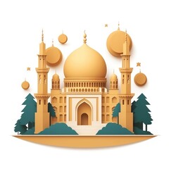 Ramadan kareem flat background illustration for Islamic greeting card crafting