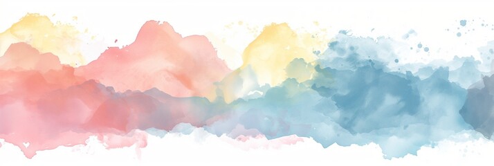 Abstract watercolor background with a spectrum of colors reminiscent of rainbow smoke, horizontal banner, print, wallpaper, screensaver