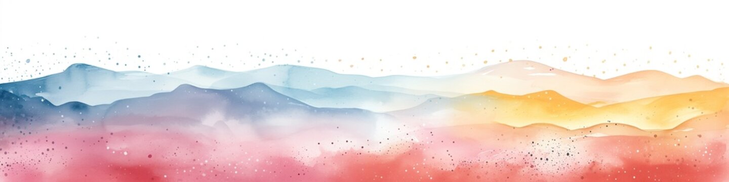 A stylized watercolor mountain landscape with a gradient of sunset colors, suitable for calm and picturesque background images