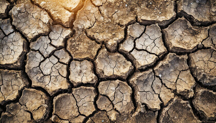 Dry cracked ground texture symbolizing global warming's impact. Barren, parched earth reflects environmental crisis. Conceptual image for climate change