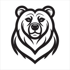 Fototapeta premium bear head , black and white bear head illustration silhouette