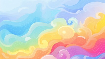 Paper abstract background of pastel rainbow colors in the form of waves, background for advertising the game