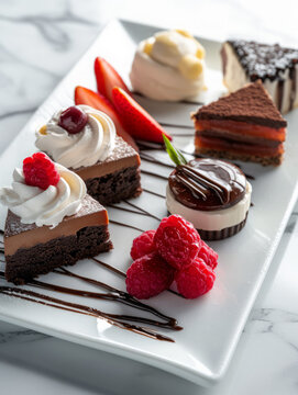 a fourchette of chocolate cakes, realistic photo
