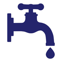 Water tap faucet icon with blue water drop. Vector illustration. 