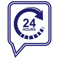 Open around the clock or 24 hours a day and 7 days a week icon or symbol isolated on white background. Vector illustration.
