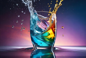 Colourful water splash