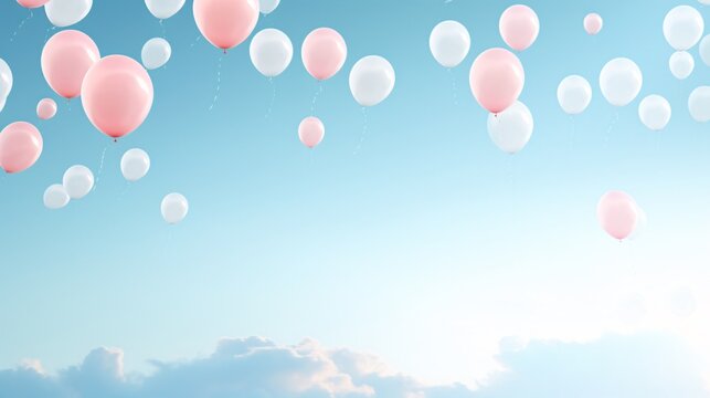 Balloons floating in the sky paint a whimsical tableau, their vibrant colors contrasting against the azure backdrop of the heavens. With each gentle breeze, they sway and dance, adding playfulness .