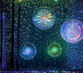 New year decoration with balls with bokeh light