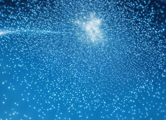 Bokeh wallpaper in blue tones and light particles. Generative AI