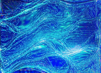 Bokeh wallpaper in blue tones and light particles. Generative AI