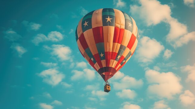 Colorful Hot Air Balloon Painted with Stars and Stripes for Independence Day
