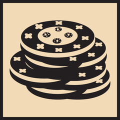 Cookie Black Silhouette Vector Icon, Cookie Vector Illustration Design