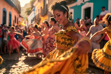 Papier Peint photo Lavable Brésil Vibrant Colors and Traditional Music: A Journey Through Brazilian Dance in S. Salvador