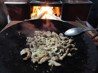 Comida, Carne, Fog&atilde;o &aacute; Lenha. 