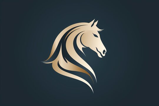 An elegant and stylized horse face logo illustration, exuding strength and grace, set against a clean and modern solid backdrop for a sophisticated brand mark