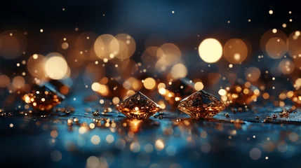 Foto auf Acrylglas Background golden tone gradient Bokeh overlay abstract background bright creative, Crystals sparkle, shine and reflect light template luxurious festivals smooth texture, flowing curve wallpaper gold. © Sittipol 