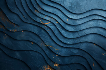 Abstract textured art piece with flowing blue patterns and golden accents, evoking the beauty of...