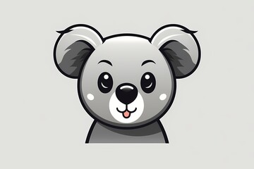 A curious koala face logo with a gentle expression