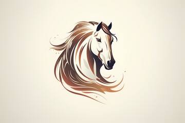 Expressive horse face logo illustration, capturing the spirit of freedom and power, showcased on a clean and contemporary background for a dynamic brand presence