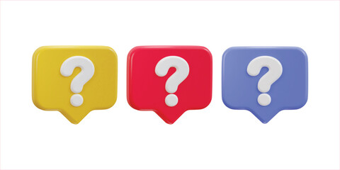 3d question Mark in Bubble Speech Sign Icon set