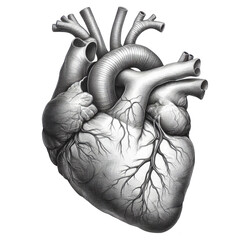 realistic heart sketch isolated on white