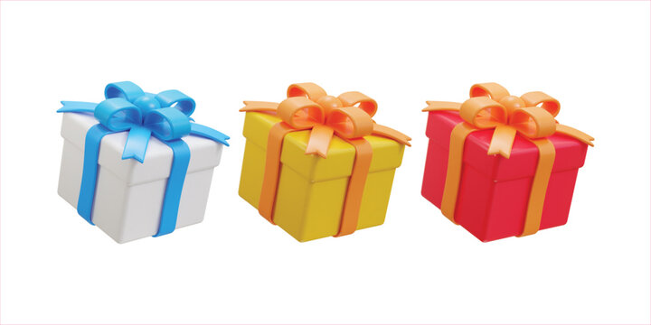 3d gift box package icon set